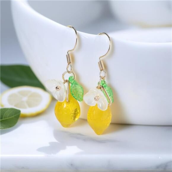 Fresh Lemon Earrings | Unique Fruit-Inspired Design - Picture 7 of 7